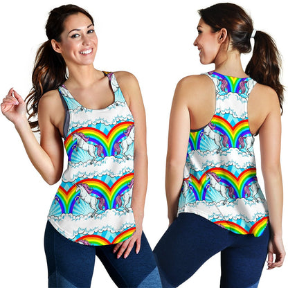 Unicorn Rainbow Women Racerback Tank Top
