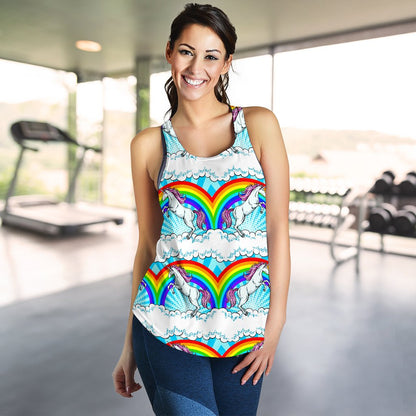 Unicorn Rainbow Women Racerback Tank Top
