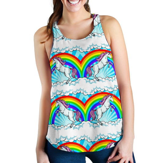 Unicorn Rainbow Women Racerback Tank Top