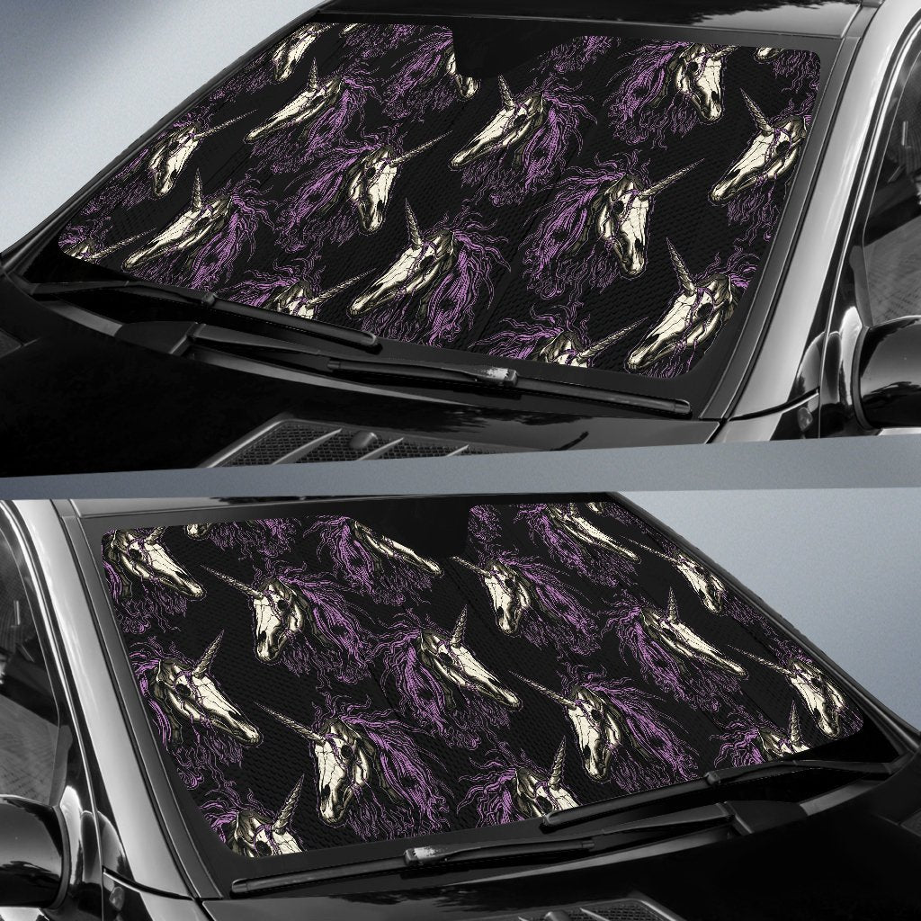 Unicorn Skull Head Car Sun Shade-JorJune