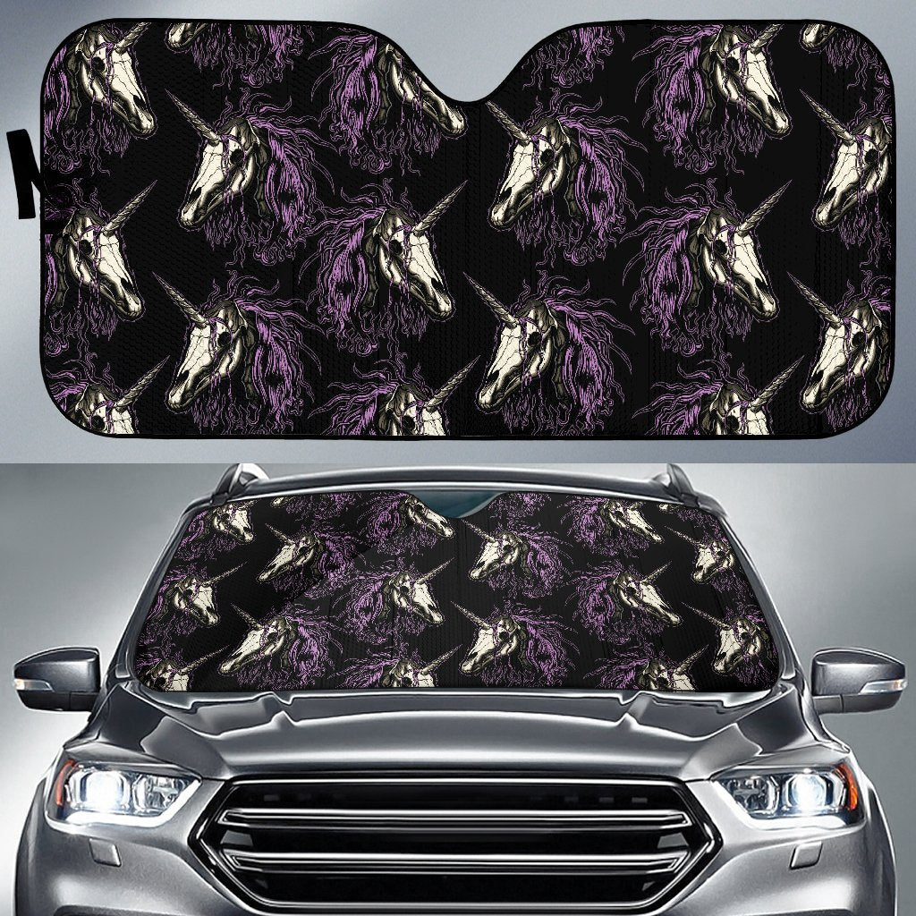 Unicorn Skull Head Car Sun Shade-JorJune