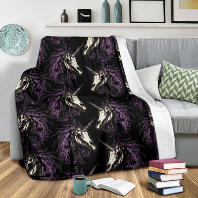 Unicorn Skull Head Fleece Blanket