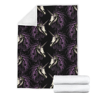 Unicorn Skull Head Fleece Blanket