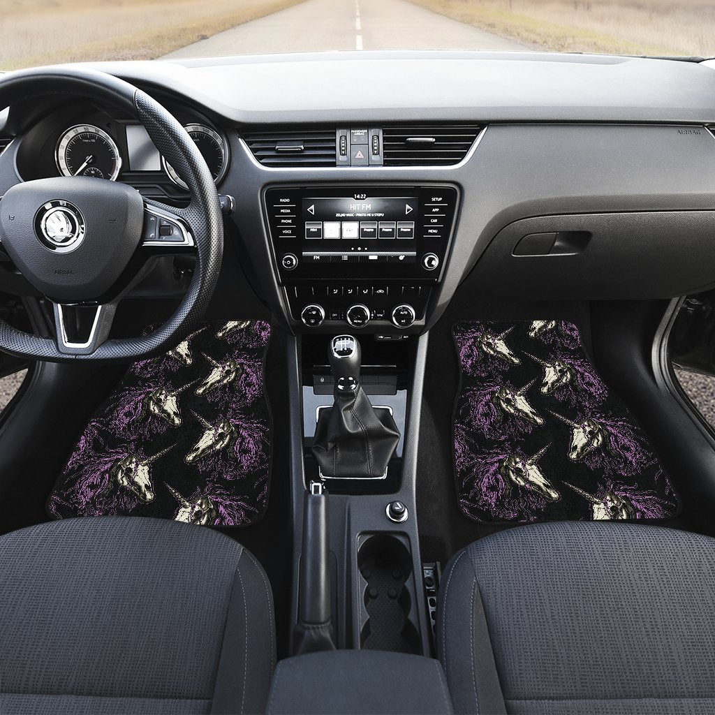Unicorn Skull head Front and Back Car Floor Mats