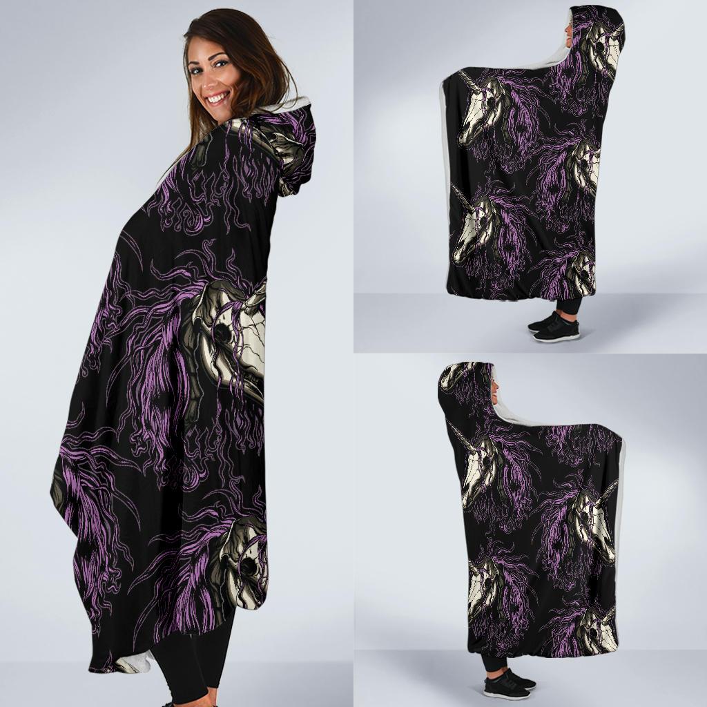 Unicorn Skull head Hooded Blanket-JORJUNE.COM