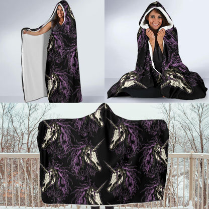 Unicorn Skull head Hooded Blanket-JORJUNE.COM