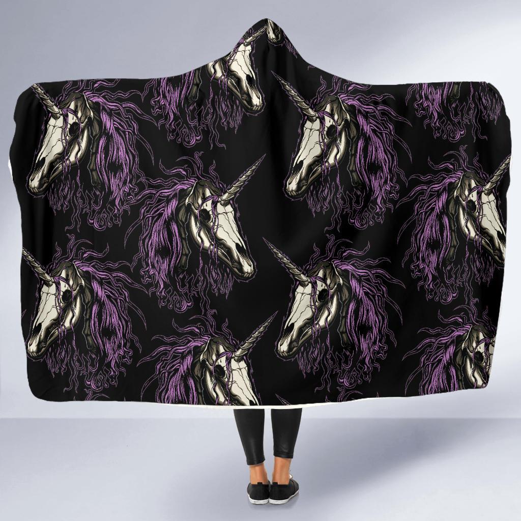 Unicorn Skull head Hooded Blanket-JORJUNE.COM