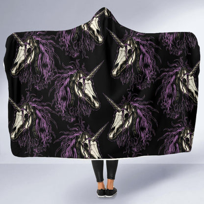 Unicorn Skull head Hooded Blanket-JORJUNE.COM