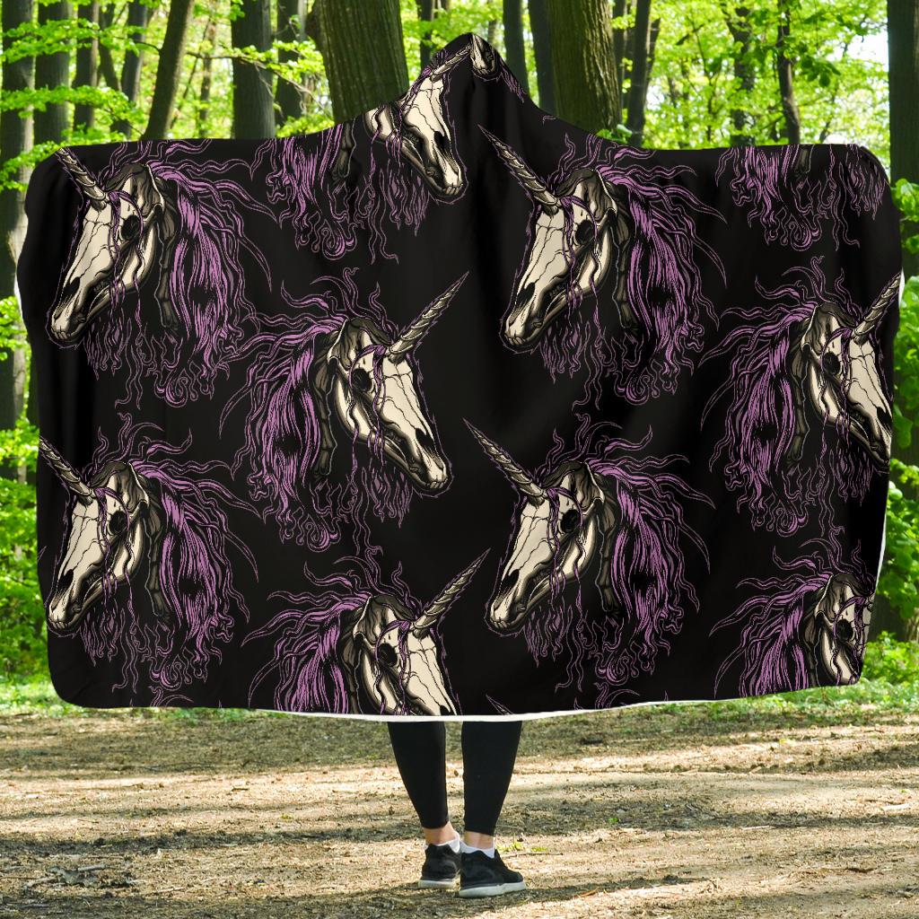 Unicorn Skull head Hooded Blanket-JORJUNE.COM