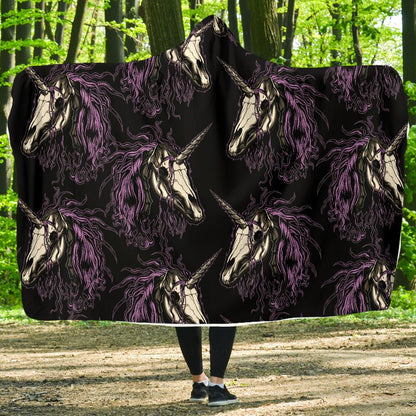 Unicorn Skull head Hooded Blanket-JORJUNE.COM