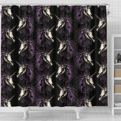 Unicorn Skull Head Shower Curtain
