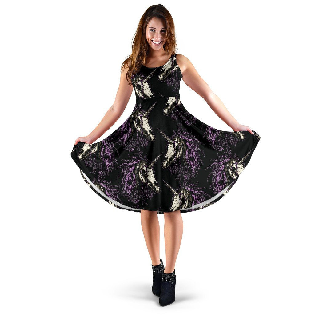 Unicorn Skull Head Sleeveless Mini Dress