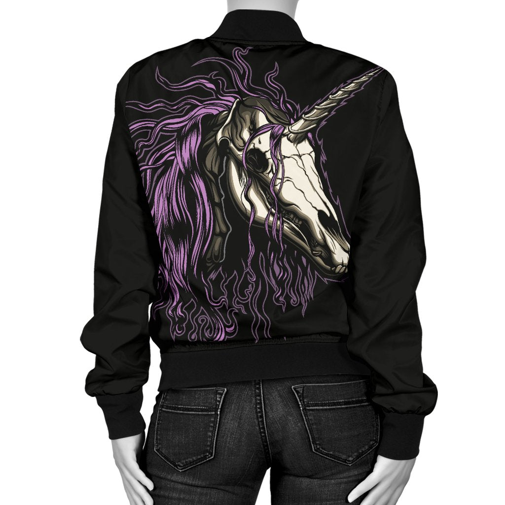 Unicorn Skull Head Women Casual Bomber Jacket
