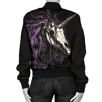 Unicorn Skull Head Women Casual Bomber Jacket