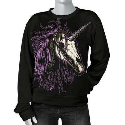 Unicorn Skull Head Women Crewneck Sweatshirt