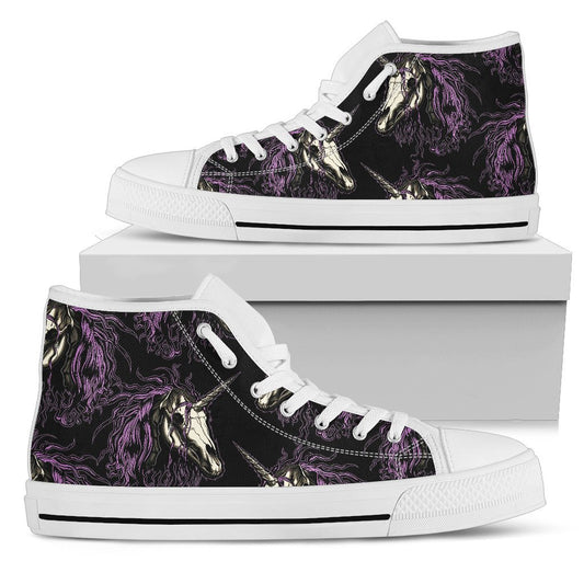 Unicorn Skull Head Women High Top Shoes