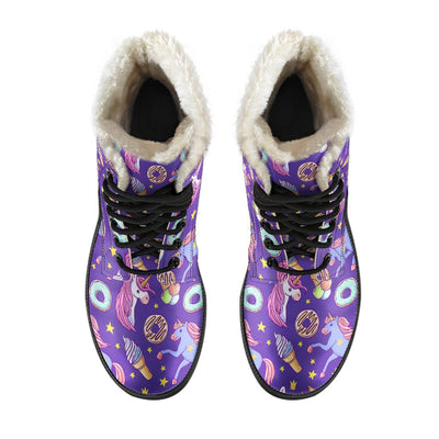 Unicorn Sweety Faux Fur Leather Boots
