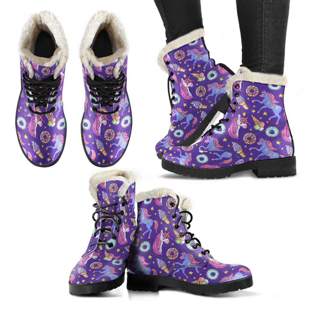 Unicorn Sweety Faux Fur Leather Boots