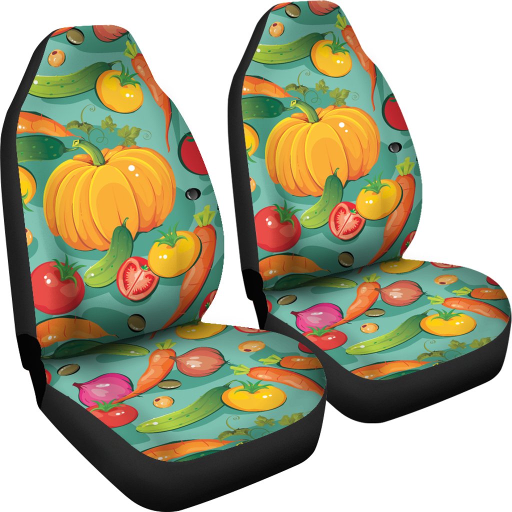 Vegan Colorful Themed Design Print Universal Fit Car Seat Covers-JorJune
