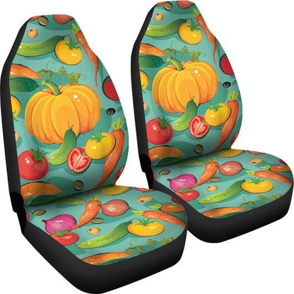 Vegan Colorful Themed Design Print Universal Fit Car Seat Covers-JorJune