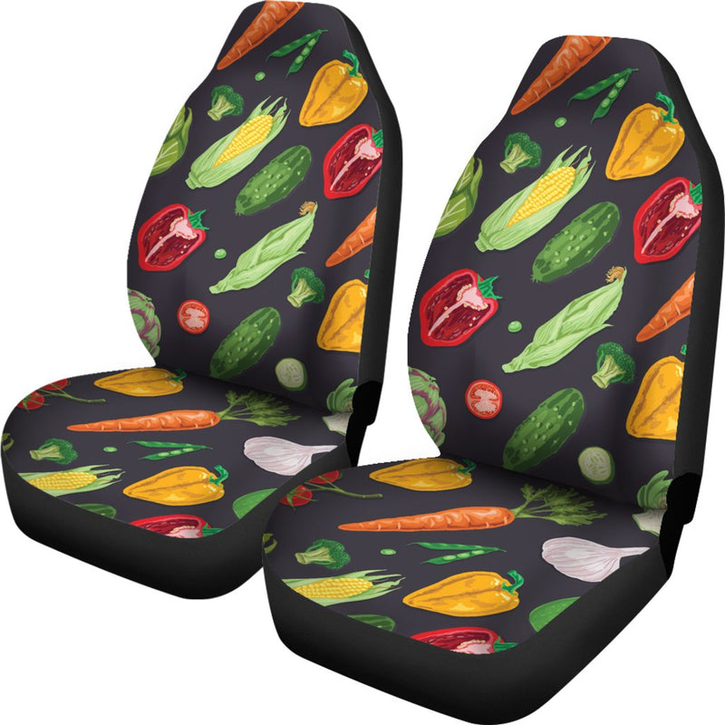 Vegan Pattern Themed Design Print Universal Fit Car Seat Covers-JorJune