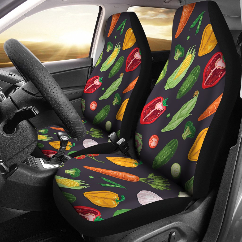 Vegan Pattern Themed Design Print Universal Fit Car Seat Covers-JorJune