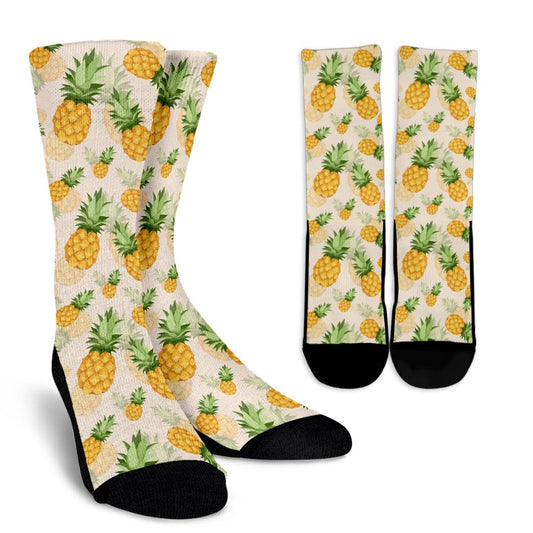 Vintage Pineapple Tropical Crew Socks