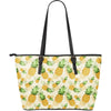 Vintage Pineapple Tropical Large Leather Tote Bag