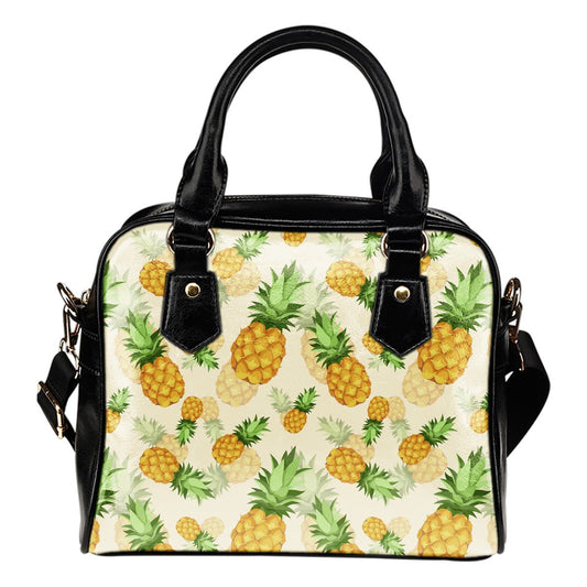 Vintage Pineapple Tropical Leather Shoulder Handbag
