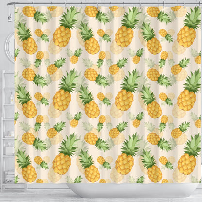 Vintage Pineapple Tropical Shower Curtain