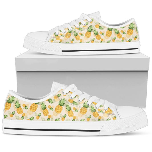 Vintage Pineapple Tropical Women Low Top Canvas Shoes