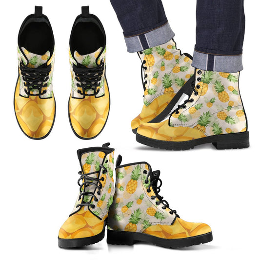 Vintage Pineapple Tropical Women & Men Leather Boots