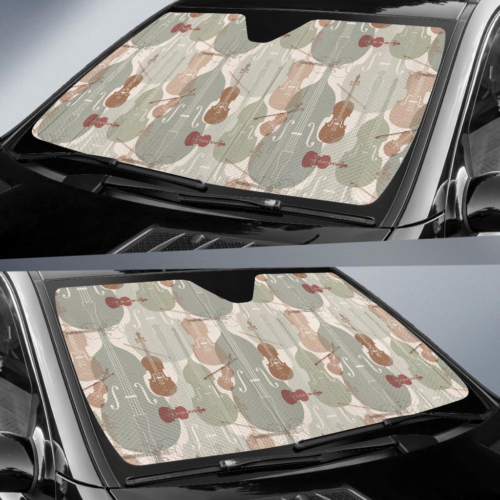 Violin Pattern Print Design 01 Car Sun Shades-JORJUNE.COM