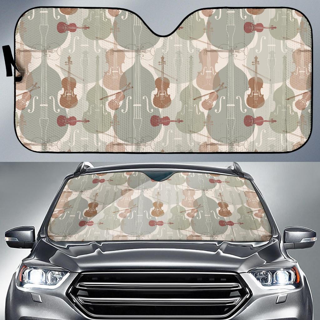 Violin Pattern Print Design 01 Car Sun Shades-JORJUNE.COM