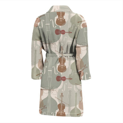 Violin Pattern Print Design 01 Men Bathrobe-JORJUNE.COM