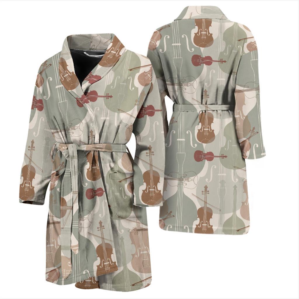 Violin Pattern Print Design 01 Men Bathrobe-JORJUNE.COM