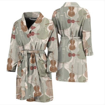 Violin Pattern Print Design 01 Men Bathrobe-JORJUNE.COM