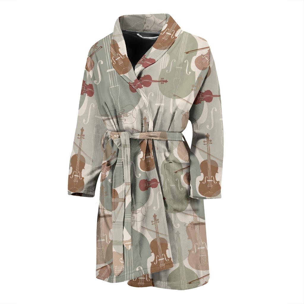 Violin Pattern Print Design 01 Men Bathrobe-JORJUNE.COM