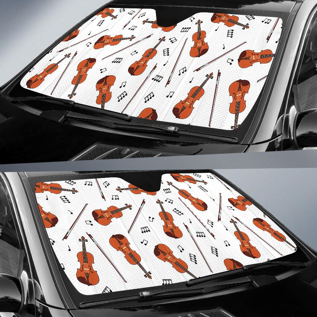 Violin Pattern Print Design 02 Car Sun Shades-JORJUNE.COM