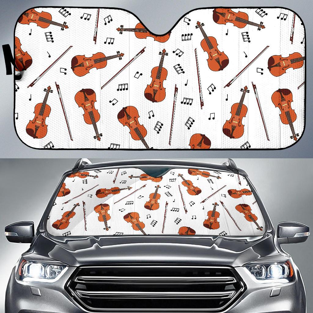 Violin Pattern Print Design 02 Car Sun Shades-JORJUNE.COM