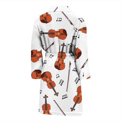 Violin Pattern Print Design 02 Men Bathrobe-JORJUNE.COM