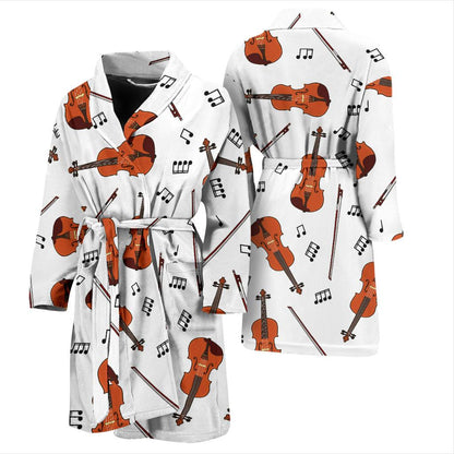 Violin Pattern Print Design 02 Men Bathrobe-JORJUNE.COM