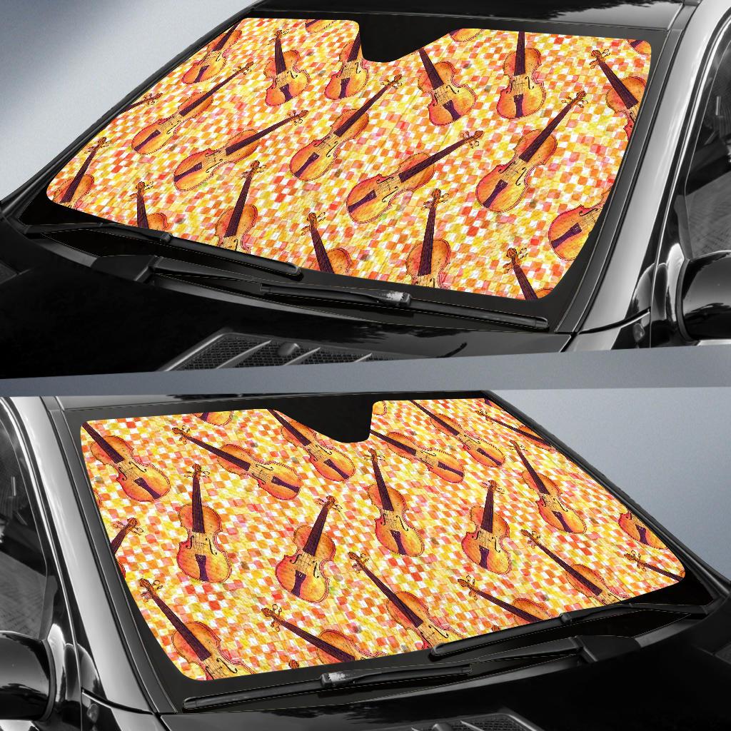 Violin Pattern Print Design 03 Car Sun Shades-JORJUNE.COM