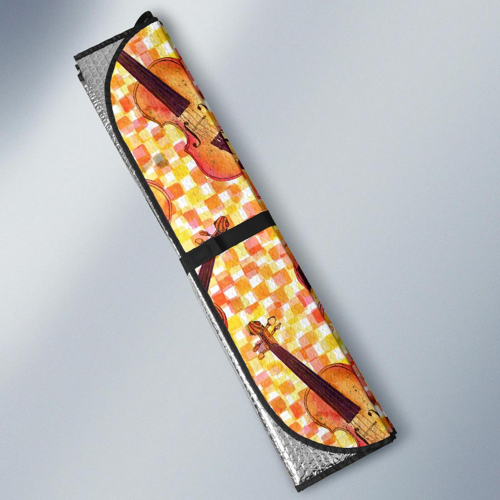 Violin Pattern Print Design 03 Car Sun Shades-JORJUNE.COM