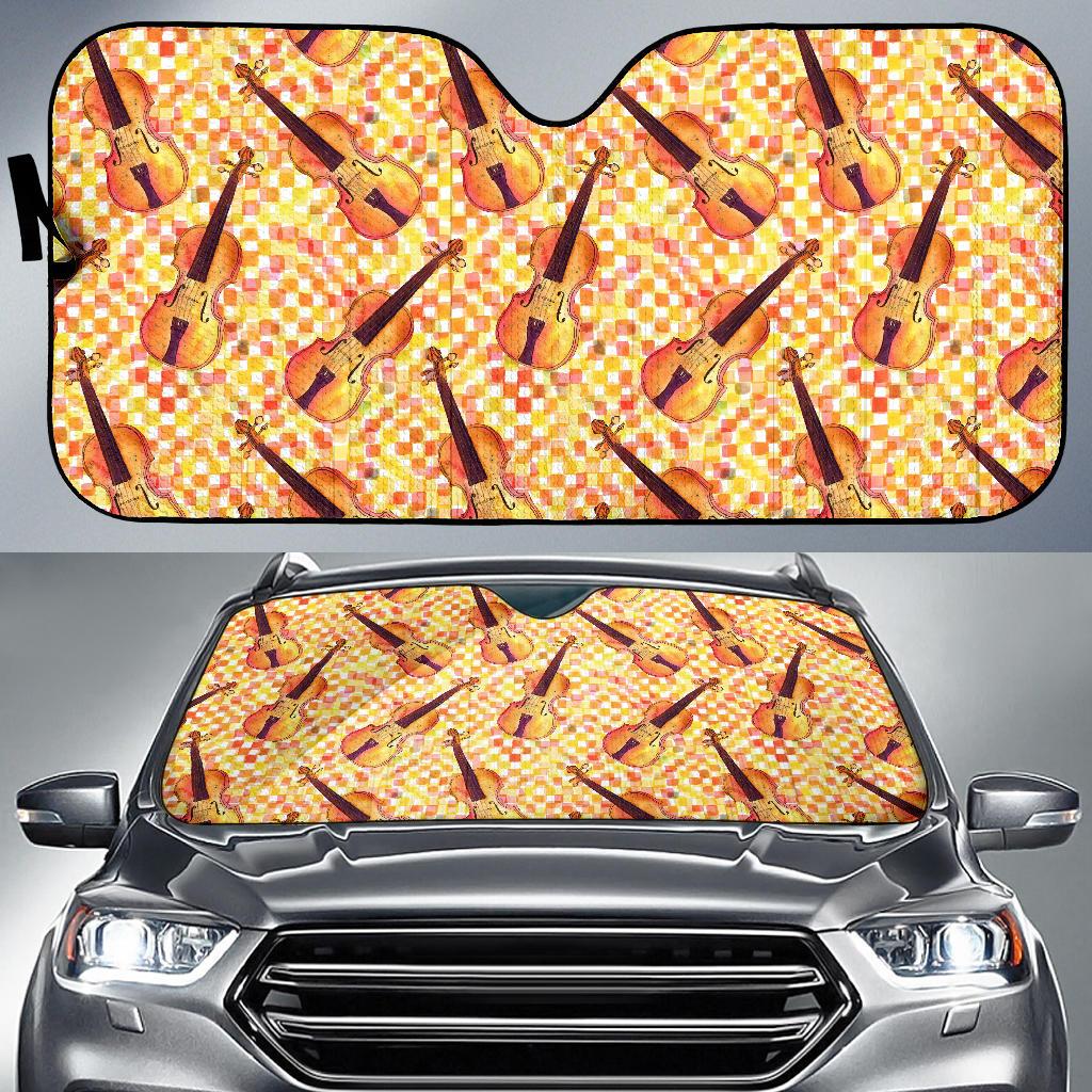 Violin Pattern Print Design 03 Car Sun Shades-JORJUNE.COM