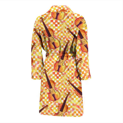 Violin Pattern Print Design 03 Men Bathrobe-JORJUNE.COM