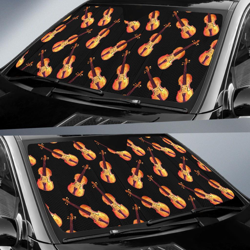 Violin Pattern Print Design 04 Car Sun Shades-JORJUNE.COM