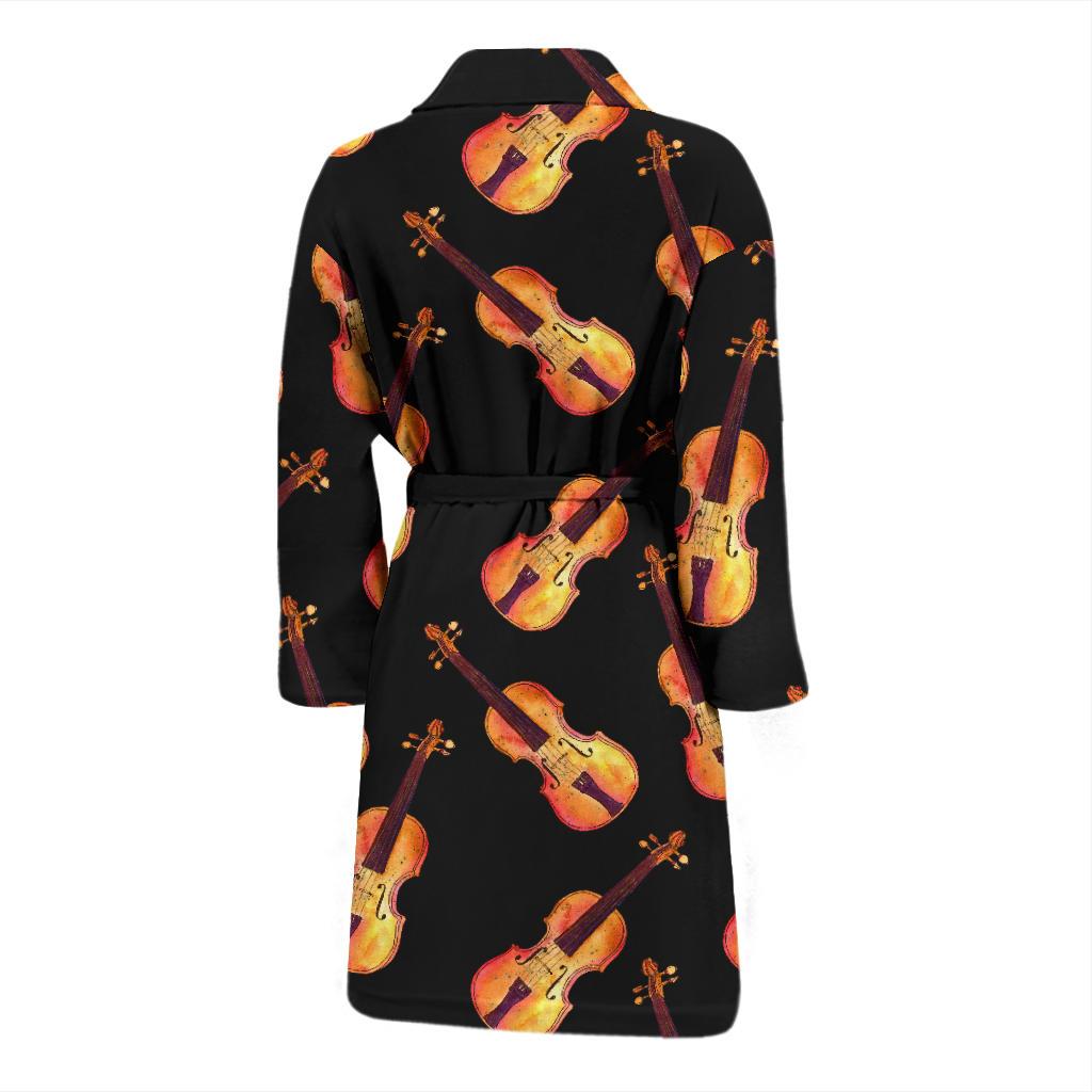 Violin Pattern Print Design 04 Men Bathrobe-JORJUNE.COM