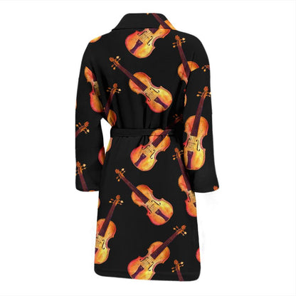 Violin Pattern Print Design 04 Men Bathrobe-JORJUNE.COM