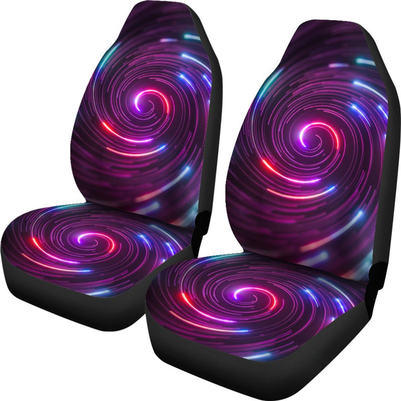 Vortex Twist Swirl Purple Neon Print Universal Fit Car Seat Covers